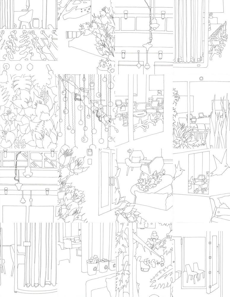 Eva Früh, Künstlerin: inside google, installation, auswahl aus 130 zeichnungen