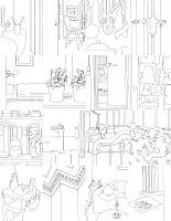 Eva Früh, artist: mutterseelenallein, installation, auswahl aus 130 zeichnungen